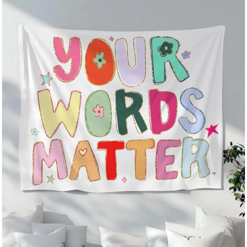 Your Words Matter Tapestry Classroom Decor Inclusive Wall Hanging Banner Sensory Room Speech Therapy Office Decoration