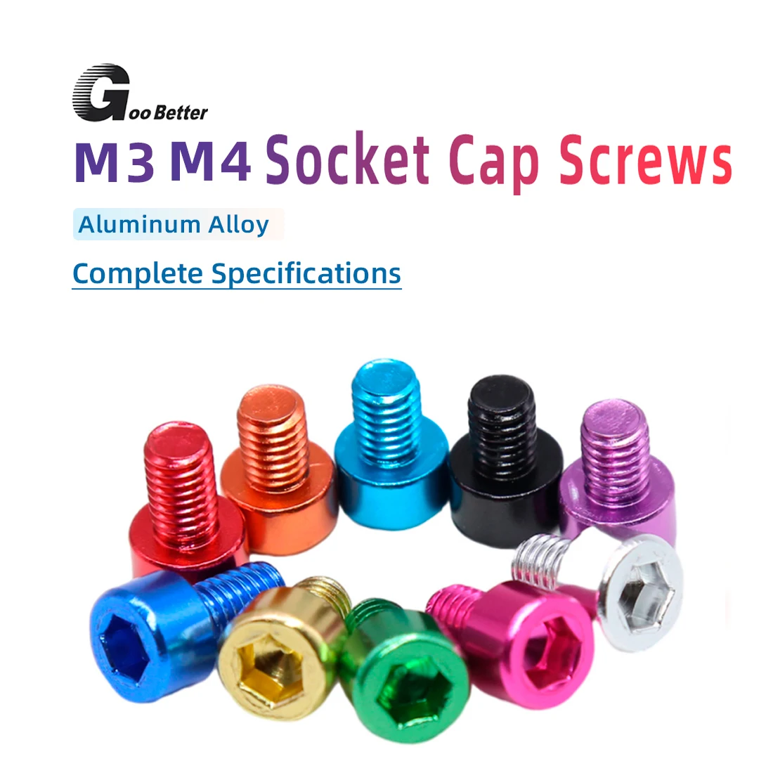 

10PCS M3 M4 Aluminum Allen Screws - Colored Hex Wrench Bolts Anodized Colored Screws Bottle Cage Screws Fixing Screws