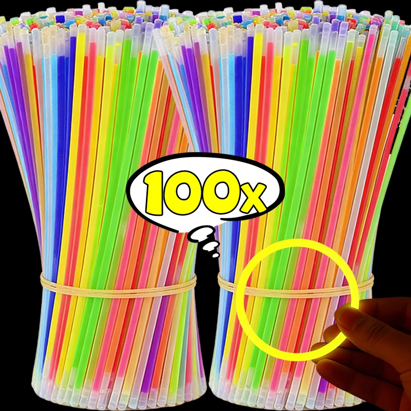 Venta al por Mayor de Barras Luminosas DIY, Pulseras Brillantes, Collares Fluorescentes Flexibles con Conector para Decoración de Fiestas y Regalos