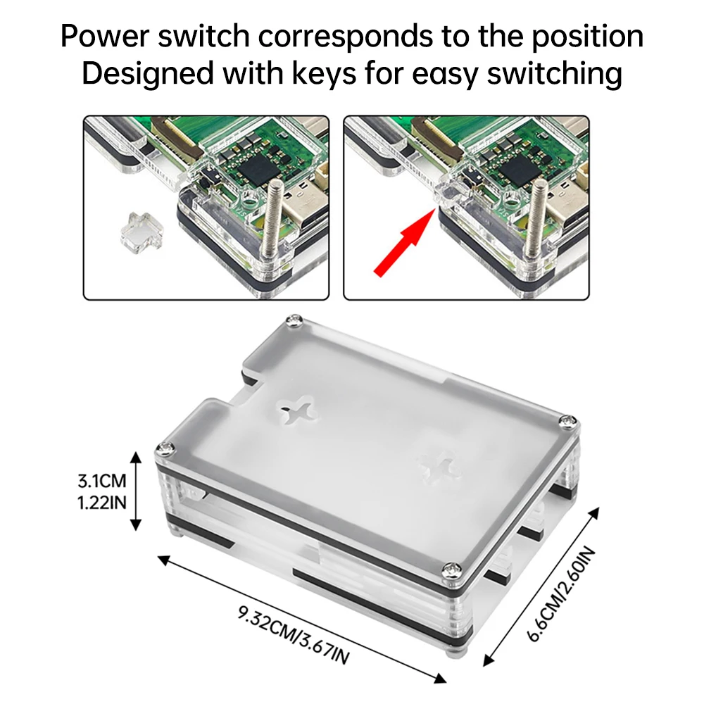 Carcasa protectora transparente de acrílico de 9 capas, carcasa transparente adecuada para Raspberry Pi 5