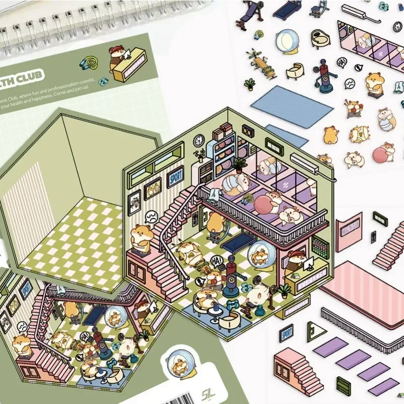DIY Anime Room Landscaping Sticker Fun Decompression Children's Handicraft Game Stacking Decals Cute Little House Life Stickers