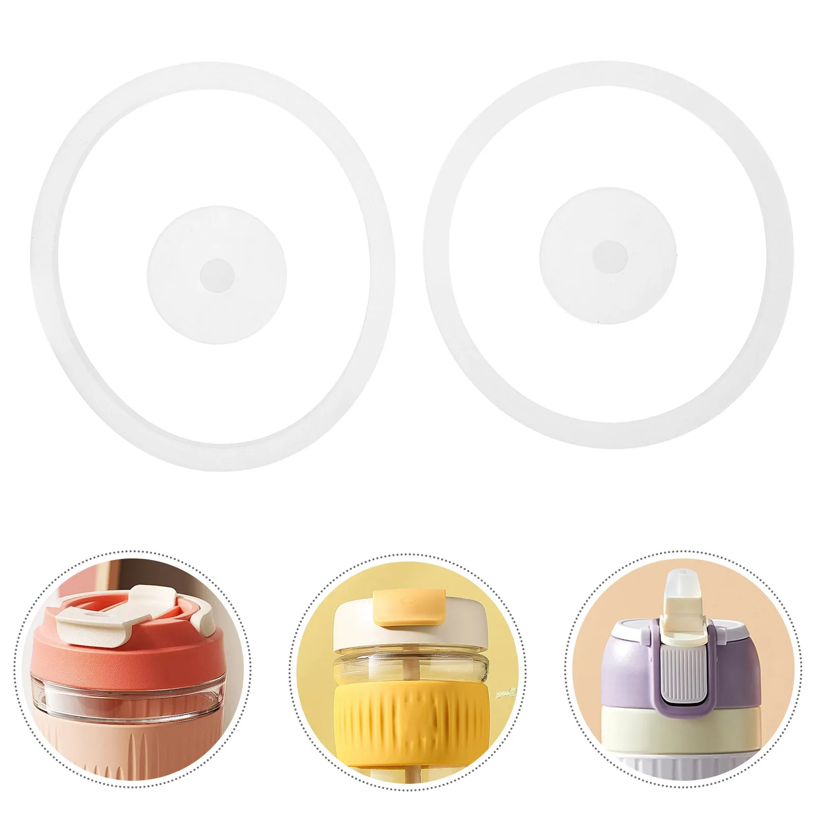

2Sets Leakproof Silicone Cup Lid Replacement Rings Plugs Universal Anti-Spill Coffee Mug Stoppers Tumbler Accessories