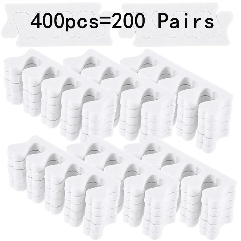 100/200/400PCS White Soft Toe Separators Fingers Foots Nail Art Tools Flexible Nail Art Practice Manicure Pedicure Foot Braces