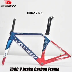 T1000 Carbon Road Bike Frames  Fit Di2/Mechanical Derailleur Racing Speed Frame V Brake Bicycle Frameset