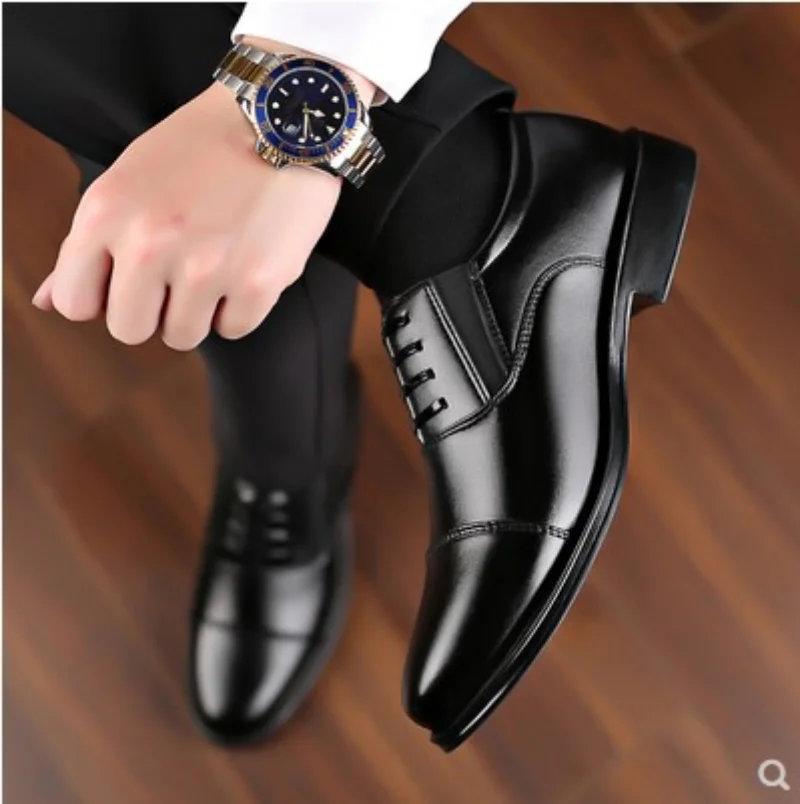 Formal Business Shoes Men\'s Soft Sol Black Casual Mens Shoes Youth Comfortable Wear-resistant Leather Shoes Oxford Shoes for Men