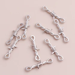 Leslie 20pcs 6*35mm Punk Silver Color Tiny Twisted Thorns Connectors Charms fit DIY Necklaces Bracelet Jewelry Making Findings