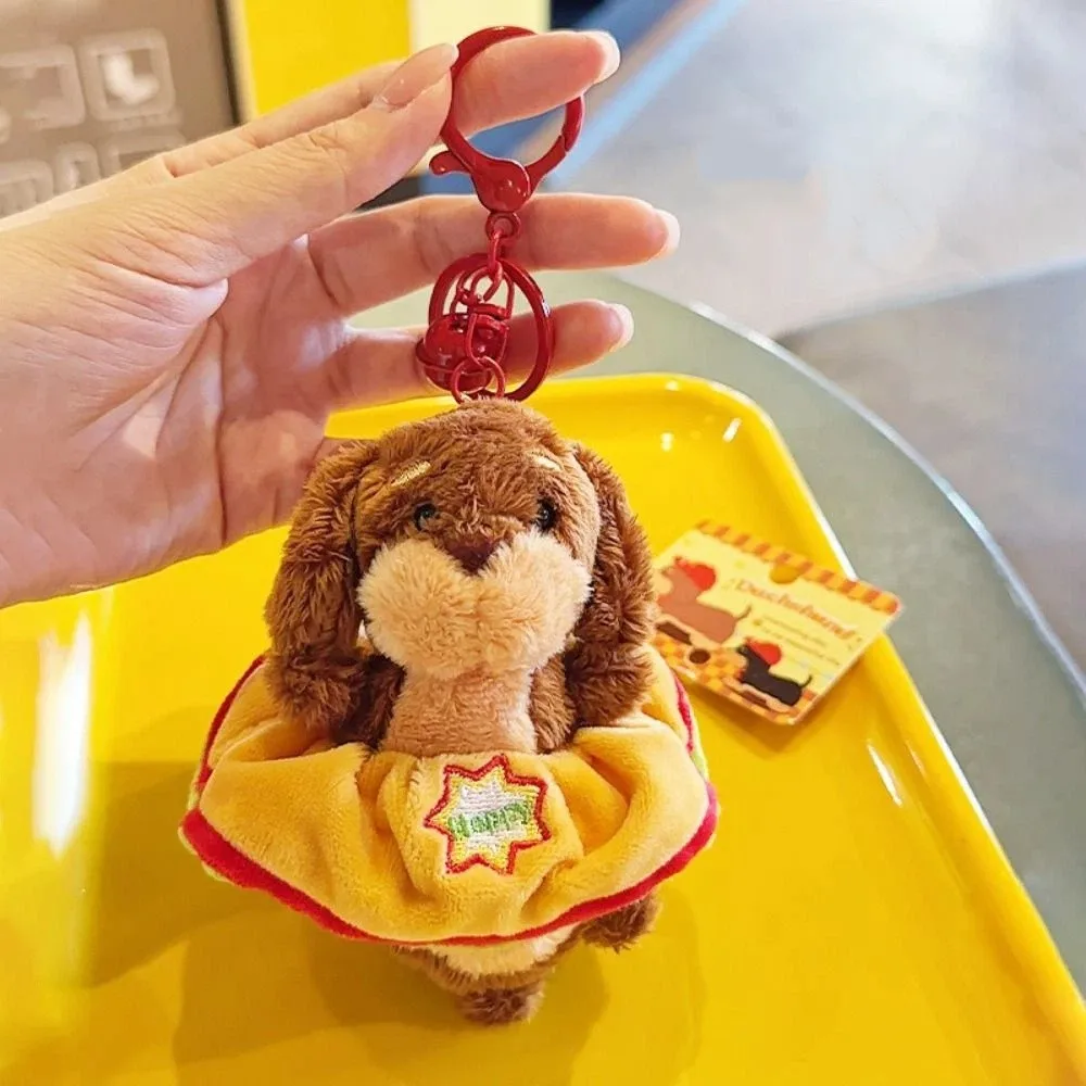 Multi-functional Plush Keychain Elastic Hair Tie Soft Skin-friendly Stuffed Puppy Bag Pendant Compact Lightweight