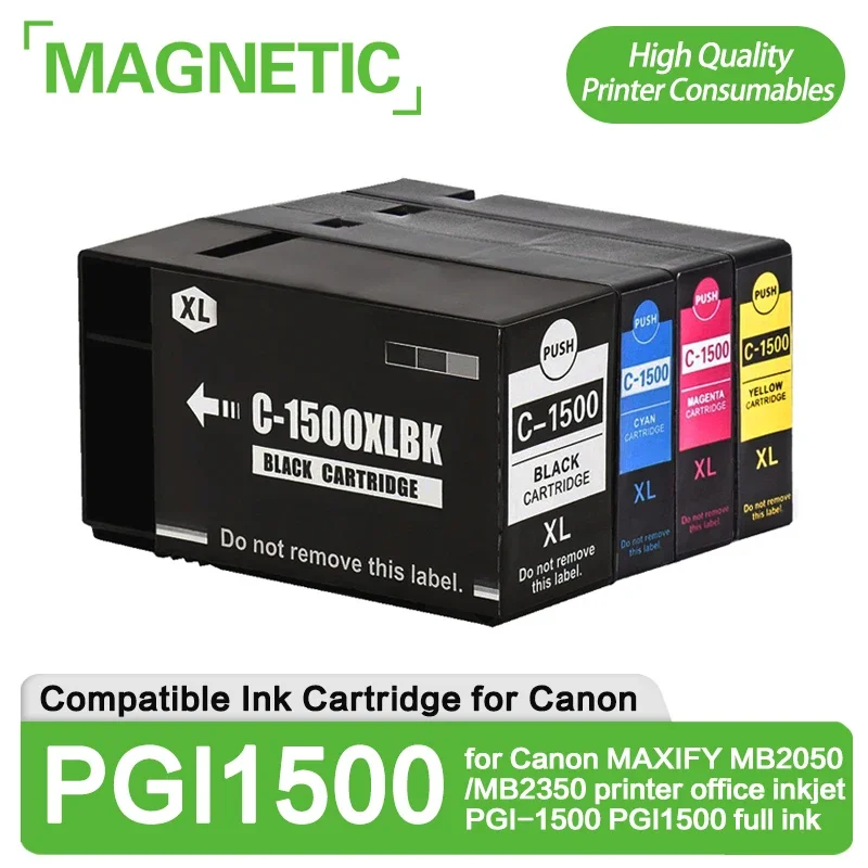 Cartucho de tinta compatível para impressora, cartucho de tinta completo, PGI1500 XL para Canon MAXIFY MB2050 e MB2350, jato de tinta de escritório PGI-1500, novo, 4PCs