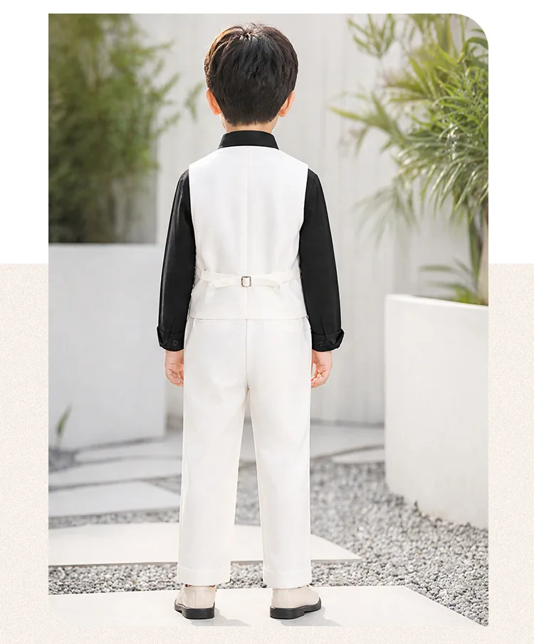 Children's Suit Autumn British Gentleman Vest Suit Boy Hosting Speech Piano Performance Dress Flower Girl Dress