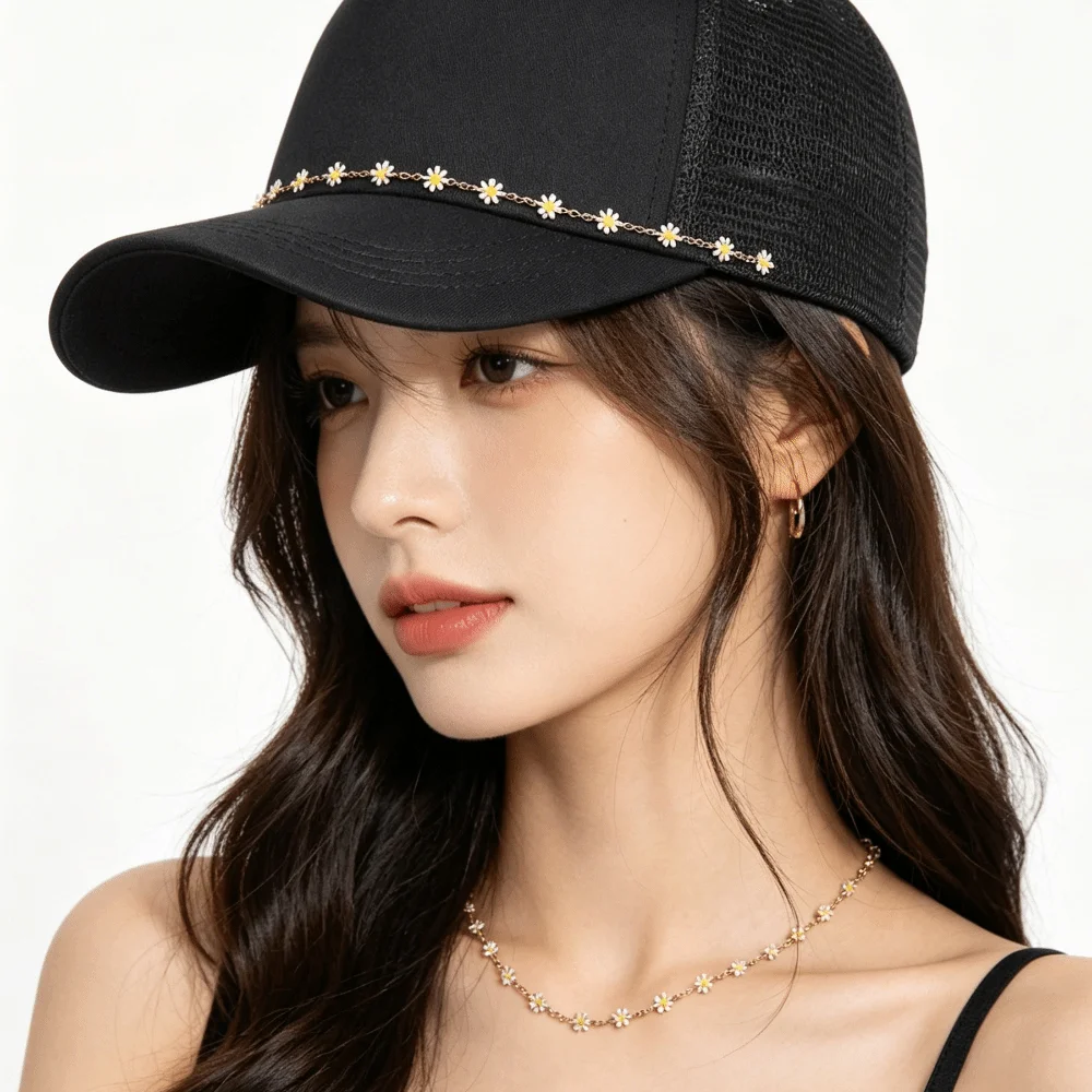 3pcs/Set Fashionable Items Detachable Cap Charms Alloy Pearl DIY Hat Chain Link Leaves Stainless Steel Rolo Chain Themed Events view 5