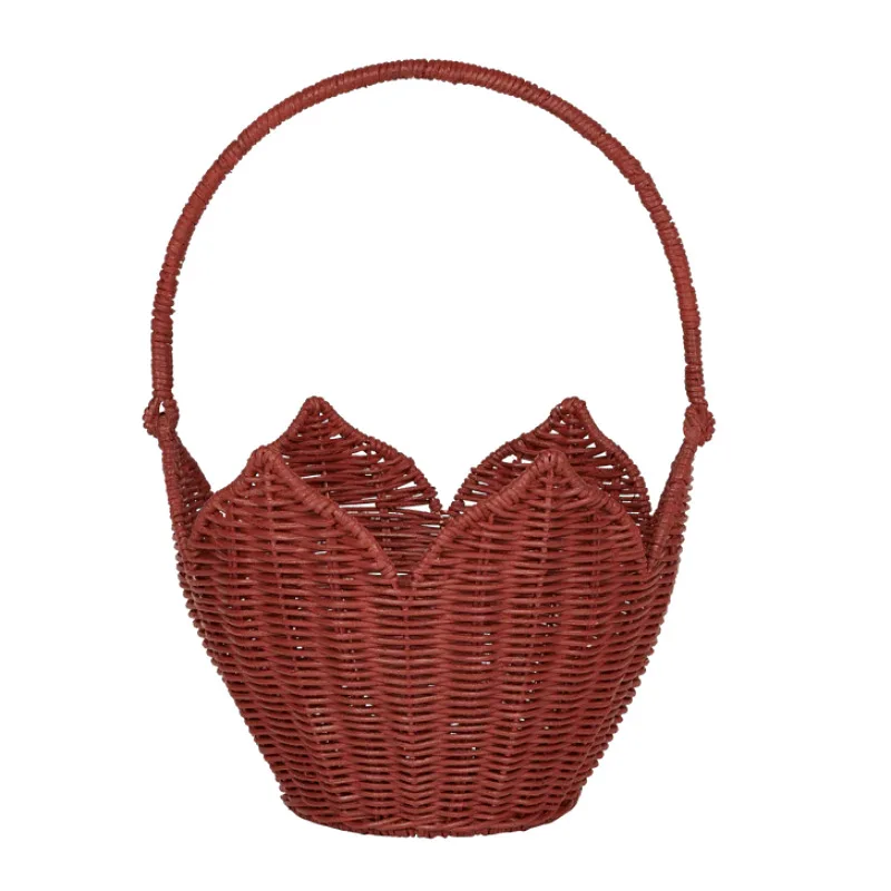 Natural rattan woven retro picking basket handmade rattan flower basket storage basket
