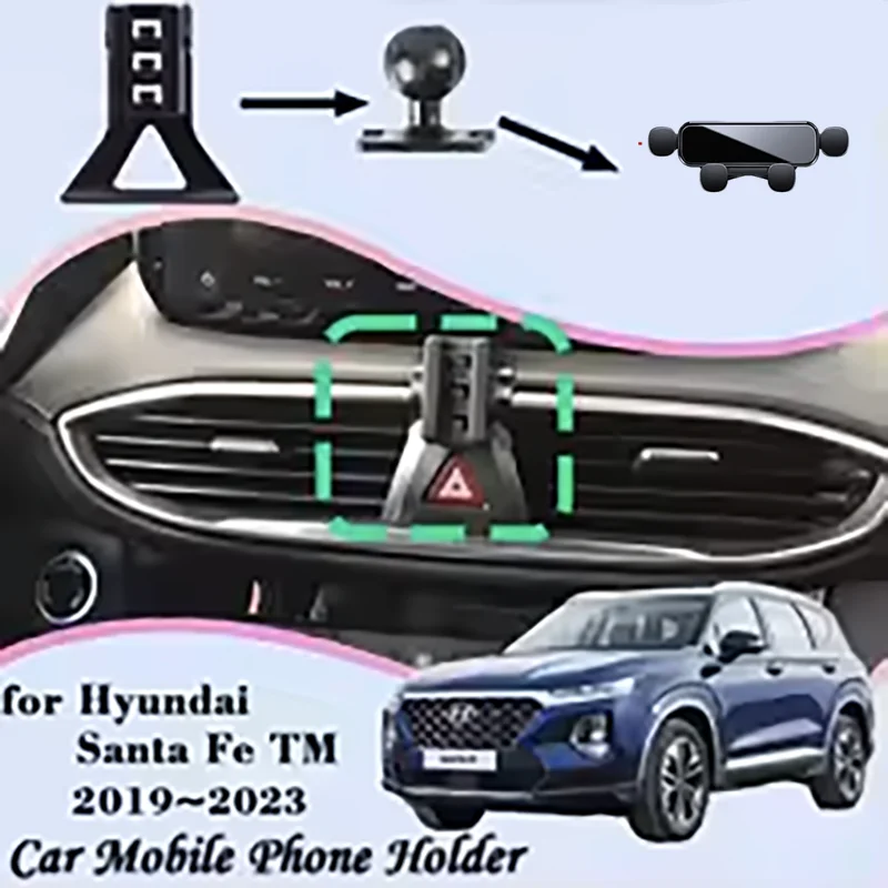 

Car Mobile Phone Holder For Hyundai Santa Fe TM 2022 2021 2020 2019 2023 Air Vent Bracket GPS Gravity Mount Support Accessories