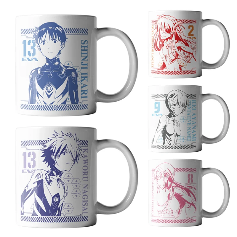 

EVANGELION Anime Mugs Trendy Ceramics Water Cup Shinji Rei Asuka Nagisa Coffee Milk Tea Mug Women Men Drinking Cup Birthday Gift