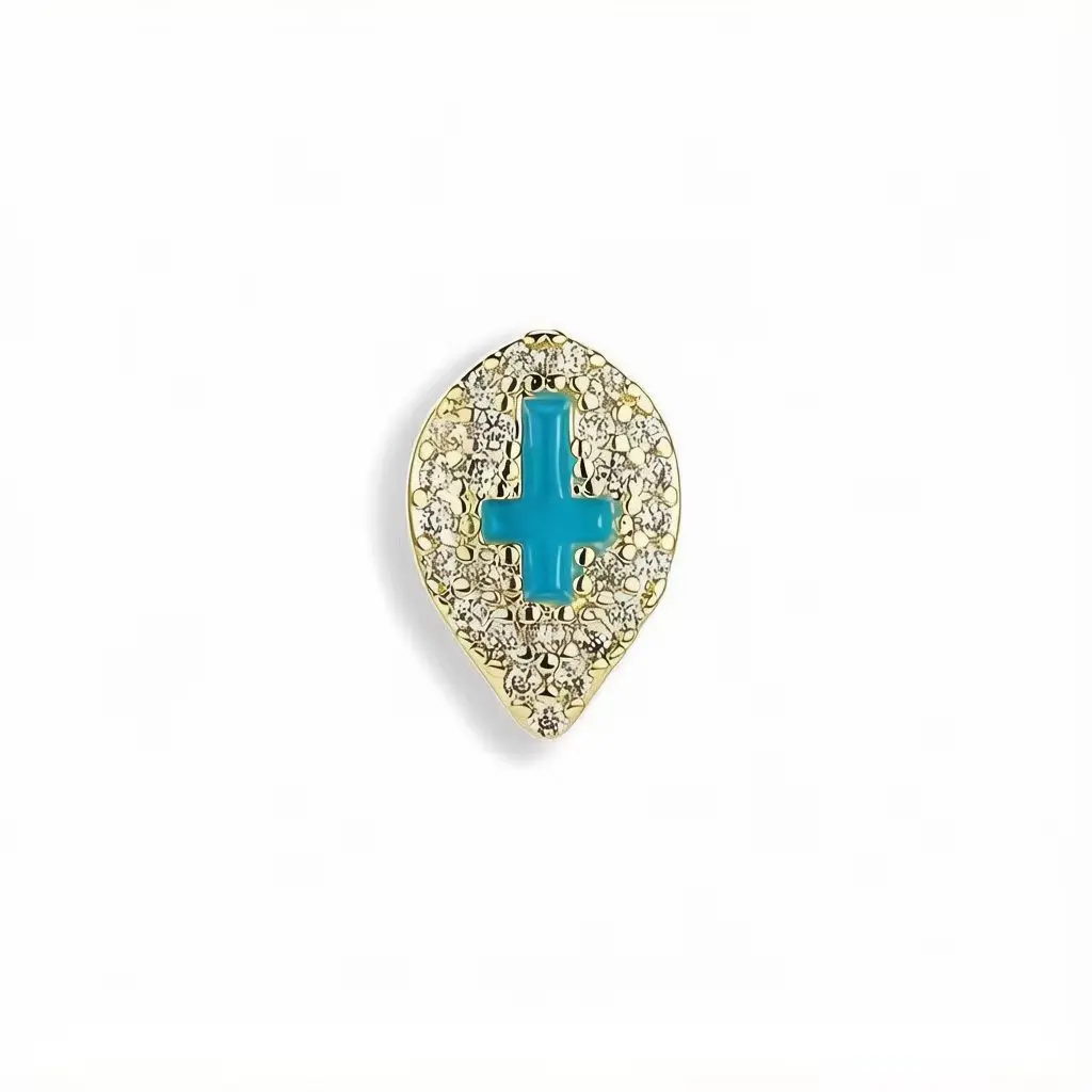 Teardrop Blue Cross Single Tooth Grillz Full CZ Zircon Hip Hop Theme Party Dress Up Costume Props Mouth Jewelry Wholesale