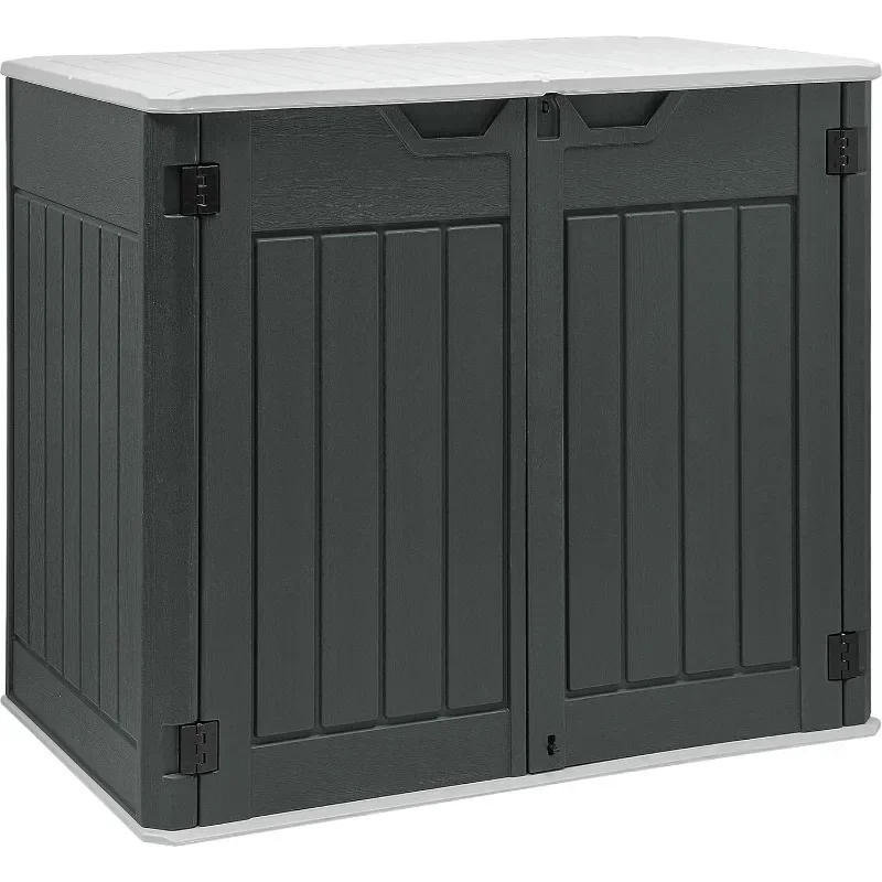 

YITAHOME Large Outdoor Horizontal Storage Shed, Waterproof Outdoor Storage with Floor for Trash Cans, Garden Tools