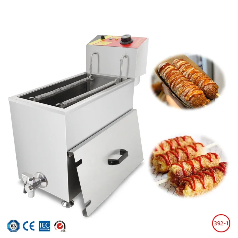 Cheese Hot Dog Stick Fryer Skewer Frying Machine Store Street Vendor Equipment Spring Clamp 26L Deep Frye