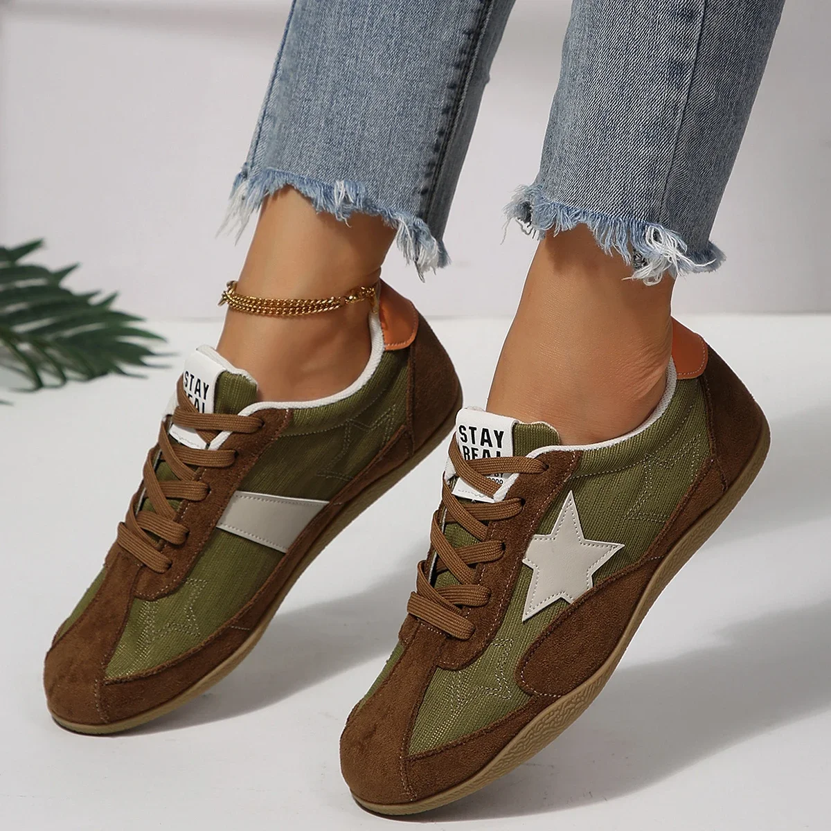 Neue Damen-Sneaker aus Canvas mit Muster, Damen-Freizeitschuhe, Damen-Sneaker, flache Schnürschuhe, Zapatillas Mujer – Detail 3