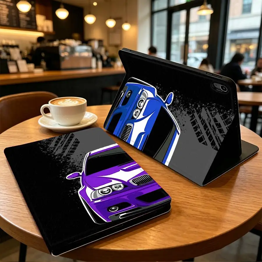 Blue Sports Car With Pencil Holder Case for Apple iPad 10th 7/8/9th Pro11 13 Air 11 13 M4 M3 M2 A16 2026 Air 4/5/6th