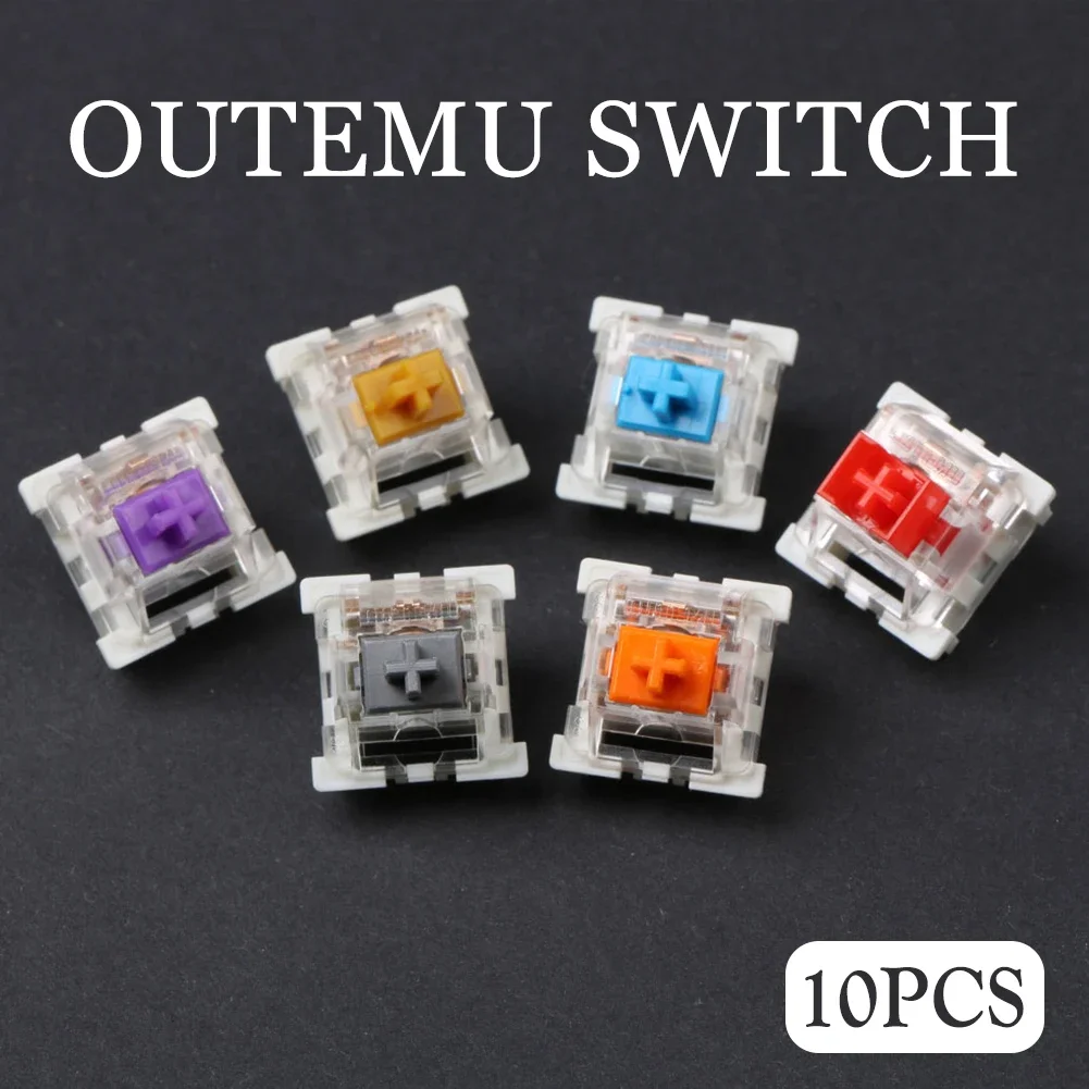 Outemu-Interruptor de teclado mecánico, dispositivo de 3 pines, silencioso, táctil, lineal, con clic, RGB, LED, SMD, para juegos MX, 10 piezas