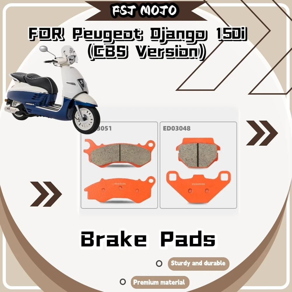 For Peugeot DJANGO150i CBS Ceramic Super Alloy Front Rear Brake Pads Low Noise High Temp Resistant Slotted Cooling
