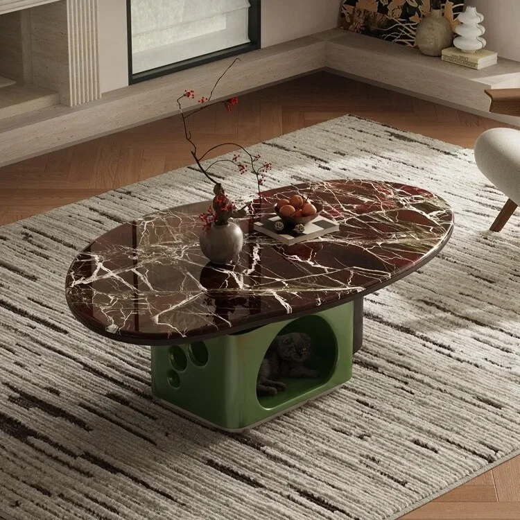 Italian minimalist imported marble coffee table designer 2025 new light luxury high sense