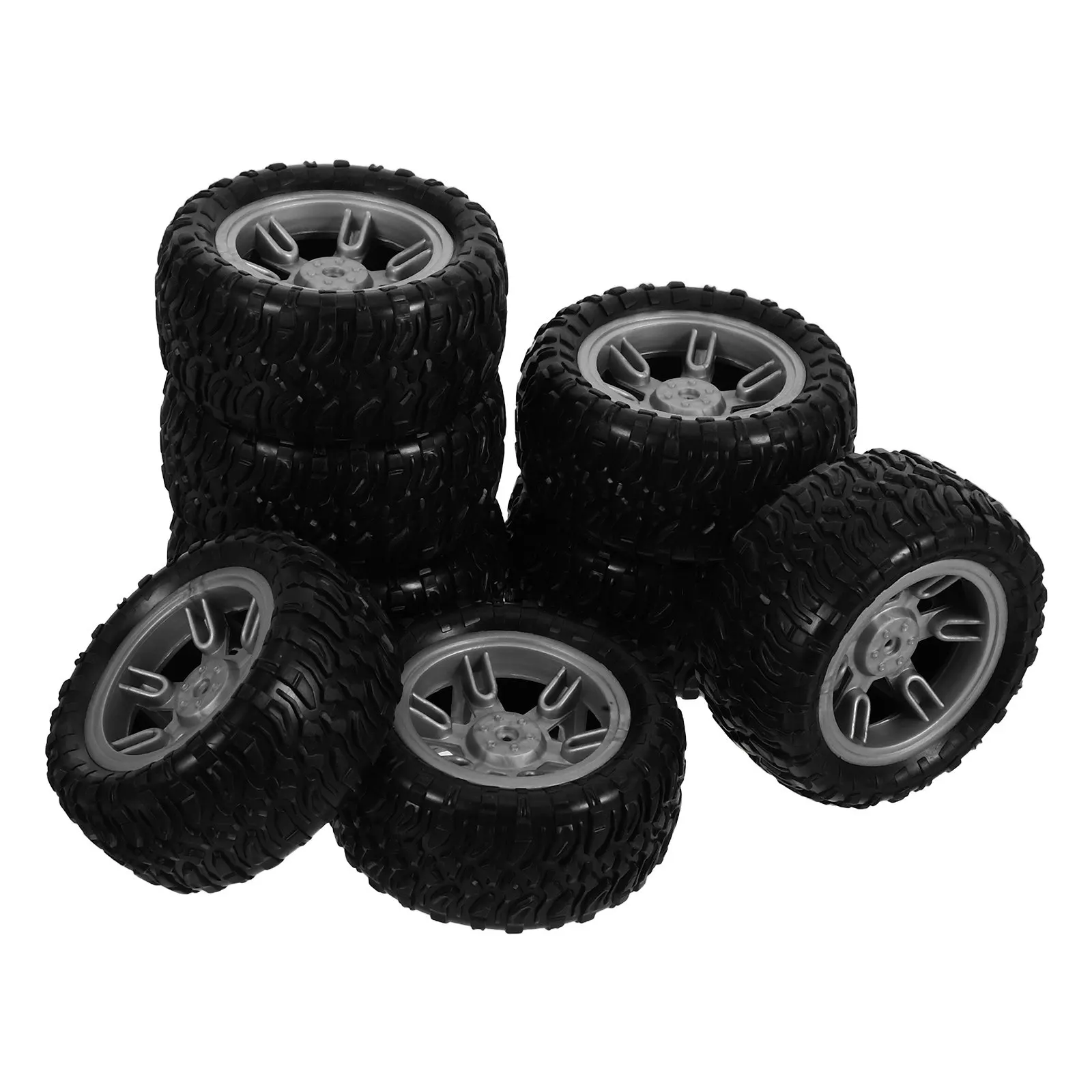 8Pcs Hollow Rubber Car Wheels Shock Absorbing DIY Craft Replacement Lightweight Grip Enhancement for Kids Small Car Wheel