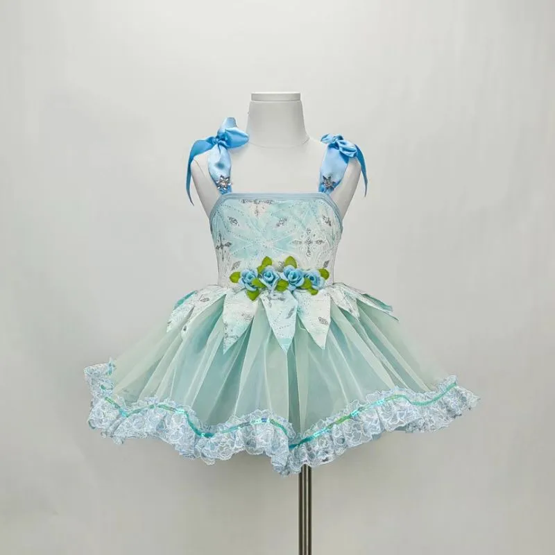 Childrens Dance Dress For Girl Performance Clothes Pengpeng Skirt Cute Sling Strap Snowflake Festival Dance Clothing Ballet Wear