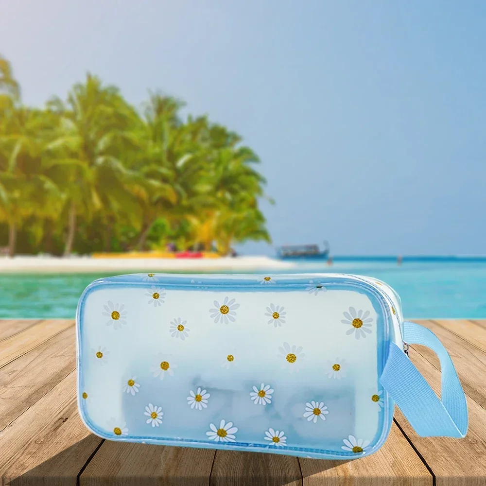 

Portable Daisy Travel Cosmetic Bag TPU Makeup Bag Pouch Women Waterproof Makeup Bag Bathroom Wash Bag Makeup Bags Toiletry Kit