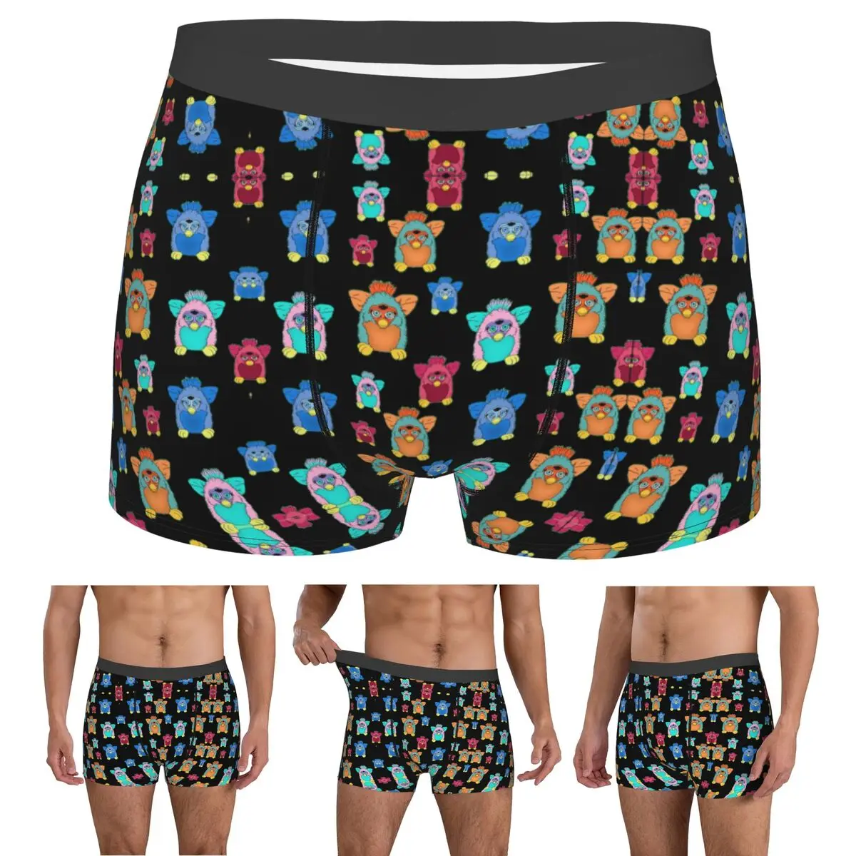 

Трусы-боксеры, шорты с узором Furby, мужские дышащие трусы для Homme, мужской подарок бойфренду