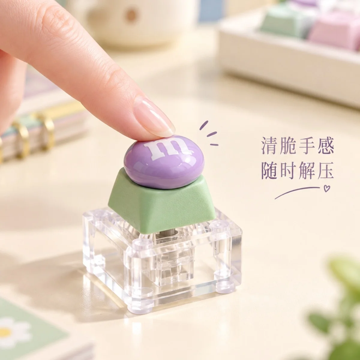 DIY Gift Cute Sugar Peas Keycaps ESC WASD Arrow Keycaps Handmade Glue-on Keys Caps Christmas Holiday DIY Gift Mechniacl Keyboard