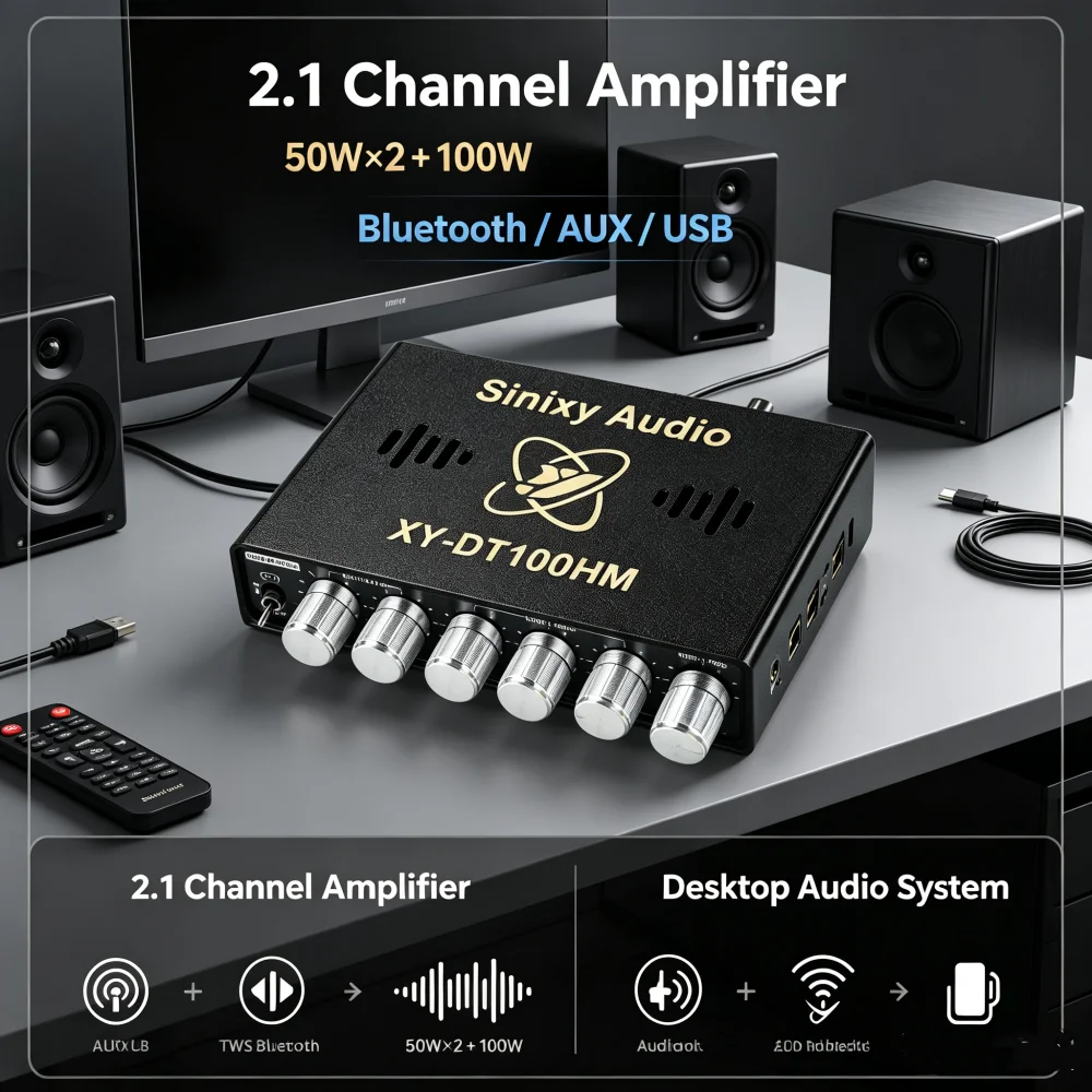 Dc 12v-24v Xy-dt100hm Tpa3116 Bluetooth Power Amplifier Board Dual Channel High Power 50w*2+100w Audio Speaker Module With App