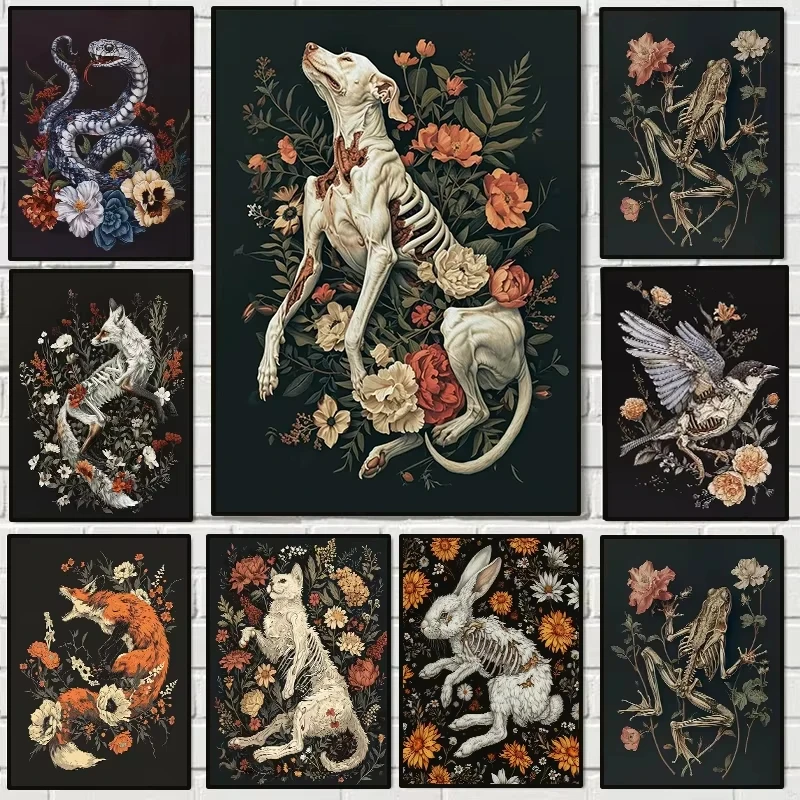 Gothic Skeleton Animals Jigsaw Puzzle 1000Pieces Dark Academia Scene Focus Activity Leisure Time Gift
