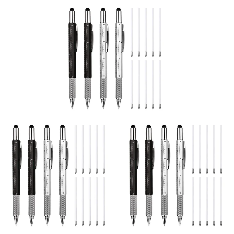 

0Z-12 Pcs 6-In-1 Multitool Ballpoint Pens Gift Tool Pen Personalized Pen With Ruler Tool Gadget Pen Gift For Men A