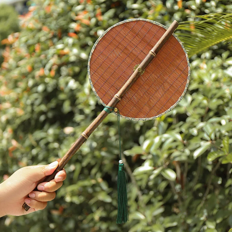 Rotatable Fold‑able Purple‑bamboo Hand Fan, Portable Classical Accessory for Hanfu Matching