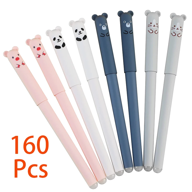 

160Pcs Rollerball Gel Erasable Pens Cute Cartoon Animal Rollerball Gel Ink Pens Friction Pens for Kids Students Office Gift