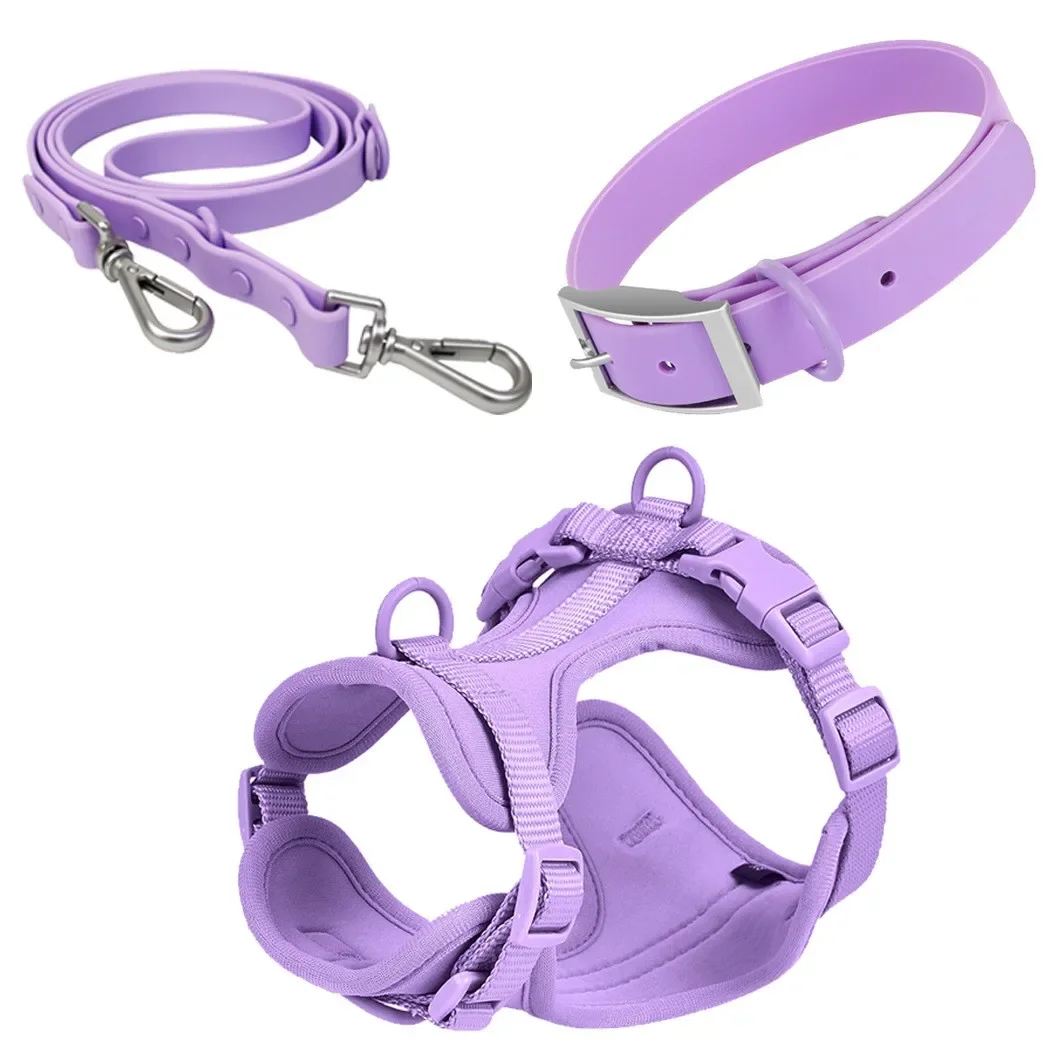 

New Medium And Large Dog Harness Set PVC Dog Rope With Rubber Chest Strap And Lights For Pet Collars