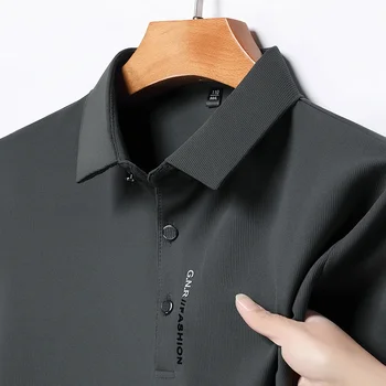 Men's Short Sleeve Solid Color Polo Shirt Breathable Comfortable Elastic Top New Arrivals Casual Business Style 3
