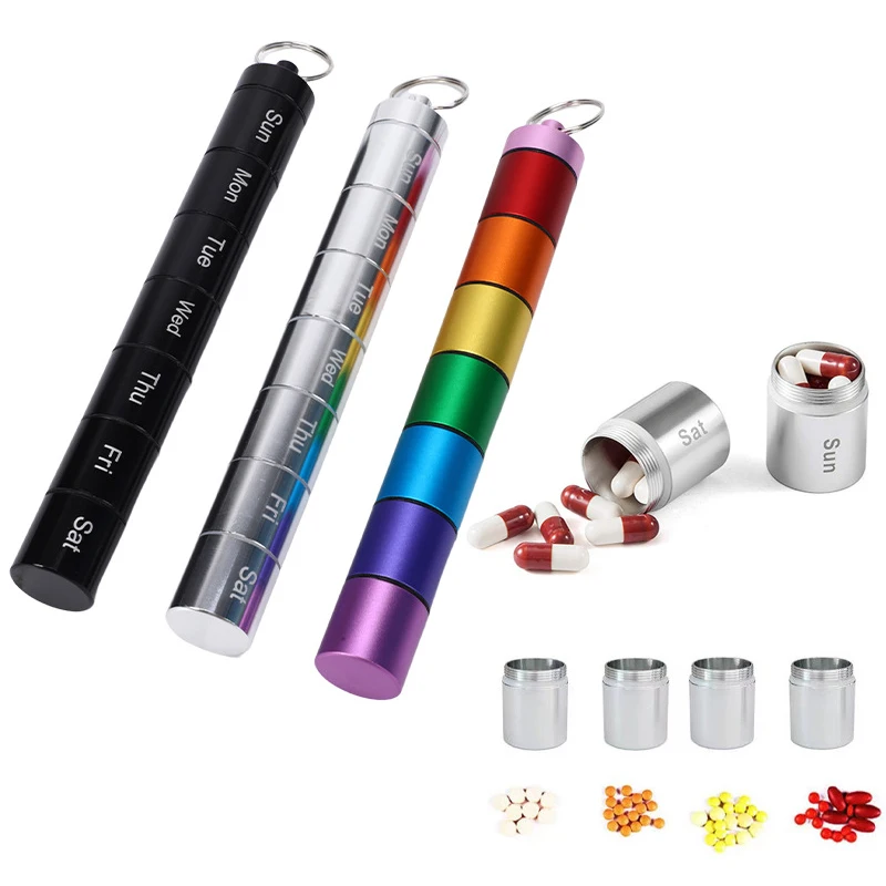 Aluminum Waterproof Pill Box Portable Travel Cases Sealed Organizer Tablet for Travel Medicine Vitamin Fish Lnterval Storage