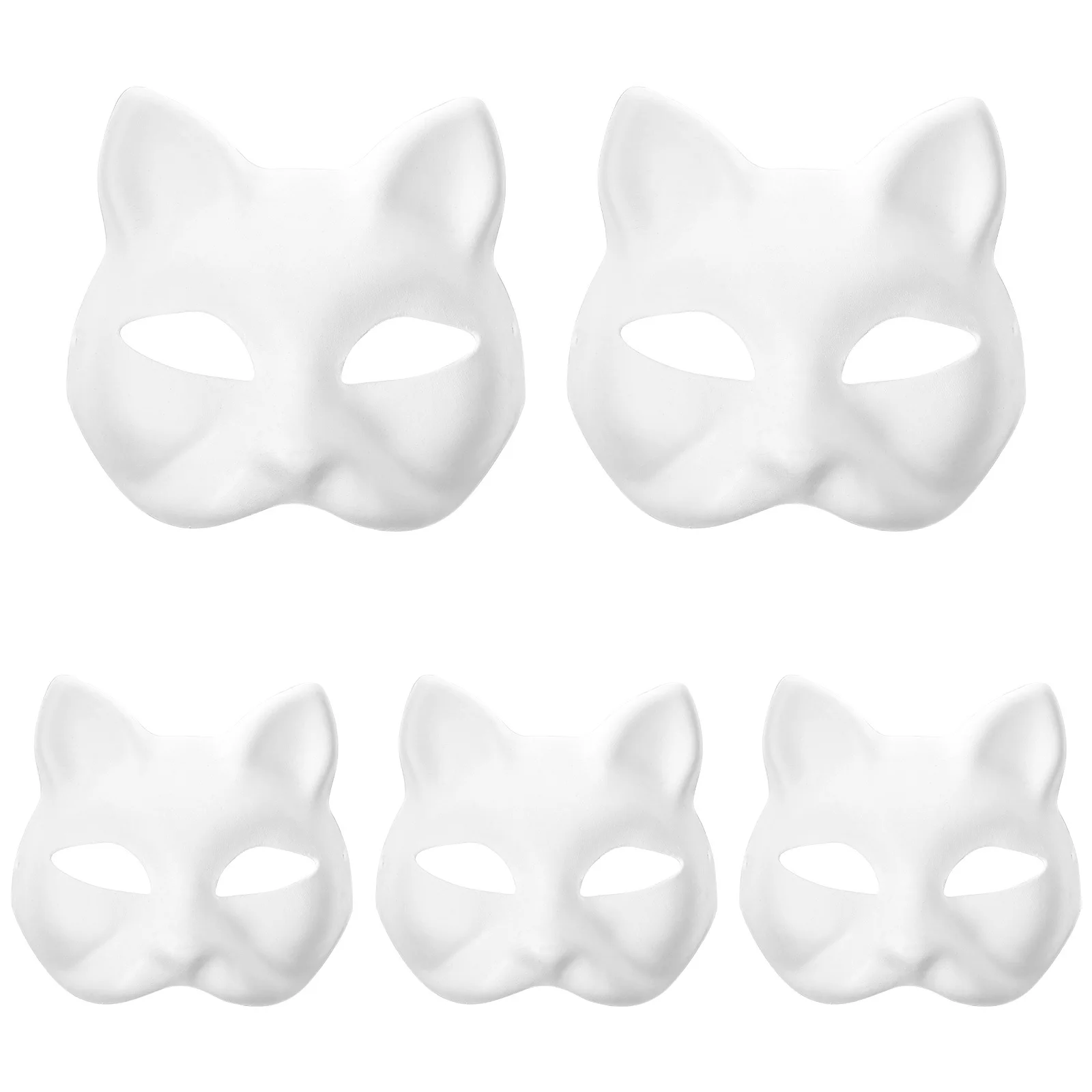 5pcs Hand Painted Masks Blank Paper Cat Mask For Halloween Masquerade Party Cosplay Costume Diy Craft Kids Adults Decorate
