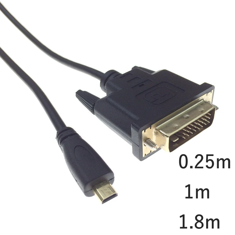 0,25M 1M 1,8M Micro HDTV HDMI Micro HDMI HD To DVI DVI-D 24+1Pin Кабели-адаптеры 3D 1080p Для ЖК-DVD HDTV XBOX PS3 Монитор ТВ