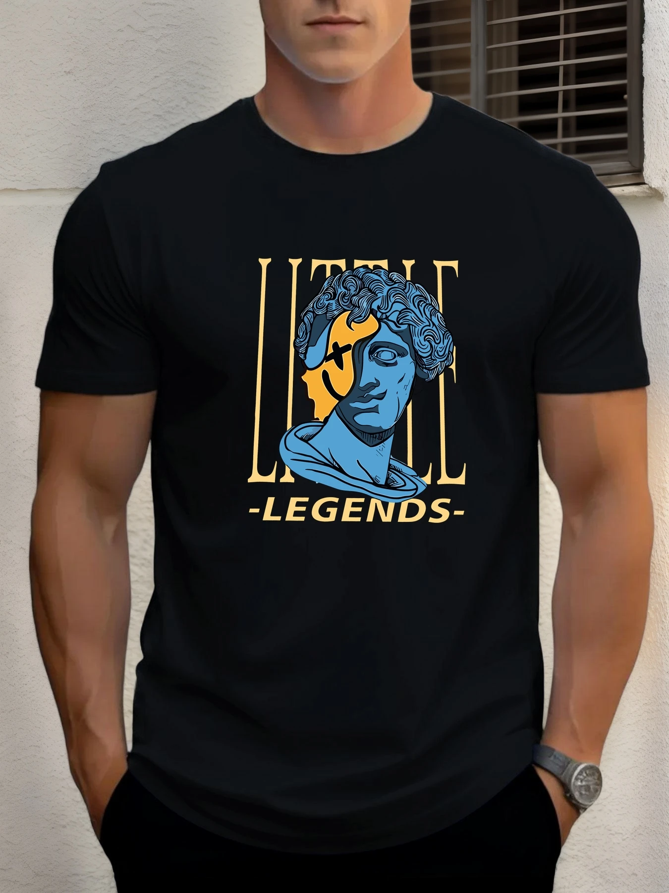 

T Shirts For Men Sculpture Head 100% Cotton Graphic Printing Summer Round Neck T-Shirt Casual Breathable Street Style Daily Top