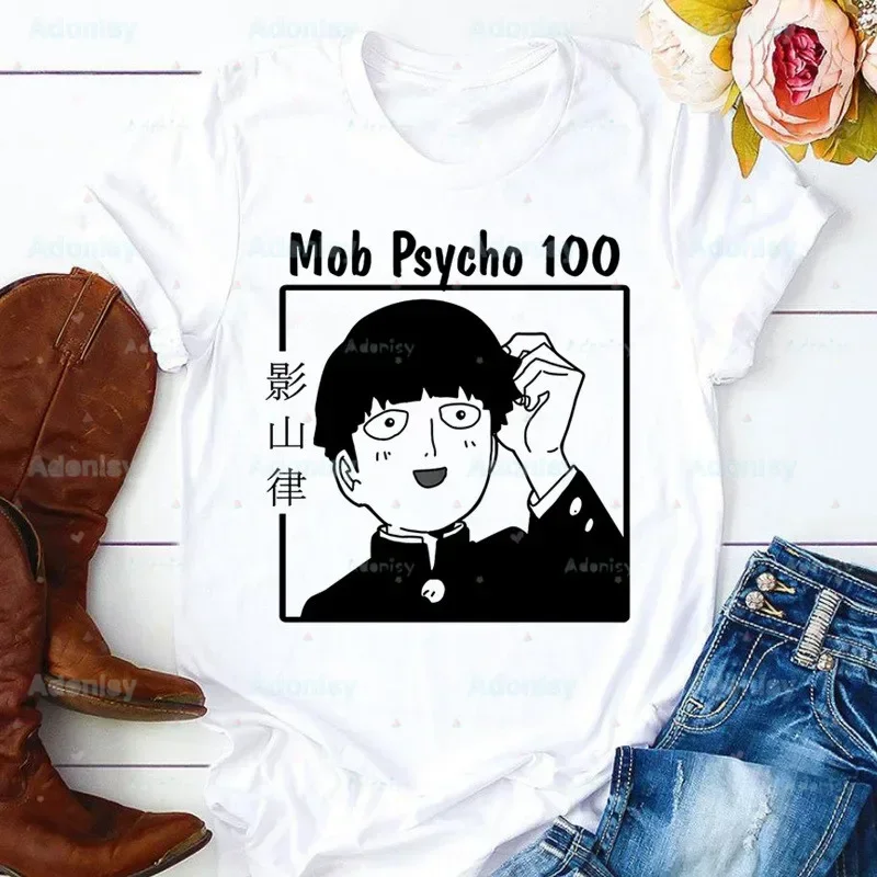 Camiseta Harajuku de mangas curtas, top de manga anime, roupas casuais, Tees engraçados, Psycho 100, Shigeo Kageyama One