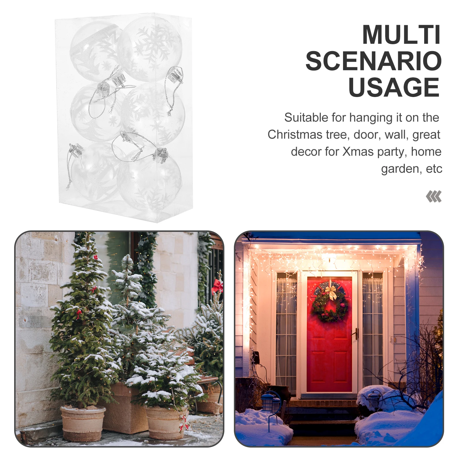 

6Pcs Christmas Ball Ornaments Shatterproof Xmas Tree Hanging Decor for Holiday Party Seasonal Tree Decoration Accessories