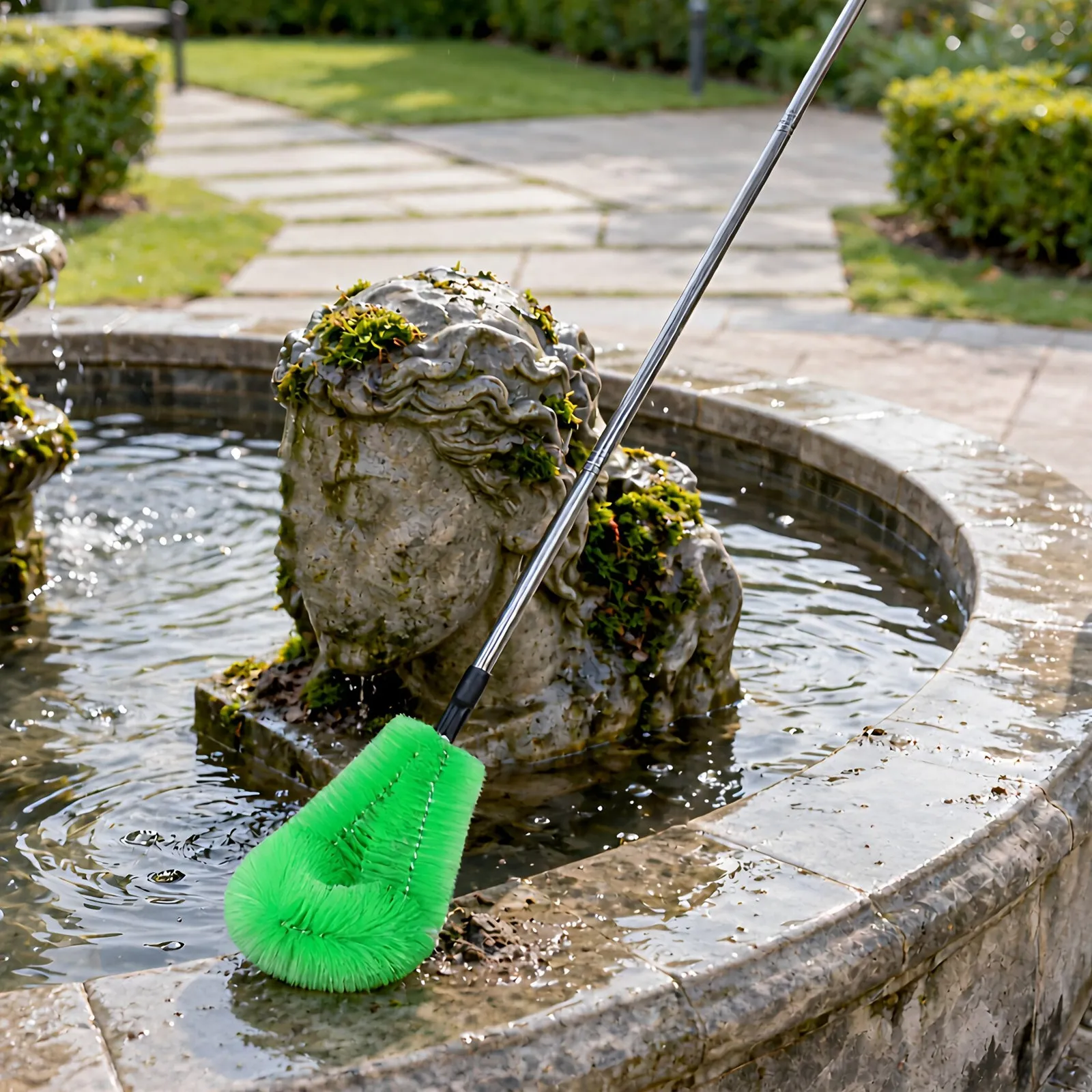 Long Handle Brush Green Long Handled Scrub Brush for Outdoor Fountain Cleaning Tool Large Statue Scrub Brushes for Cleaning