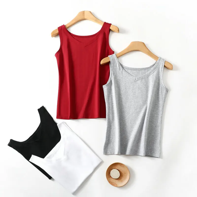 2024 new summer women's sleeveless vest single-piece top Modal vest body-fitting bottom top V-neck sling with thin home clothes