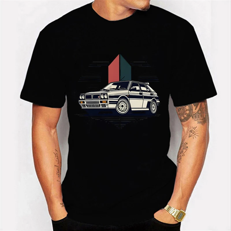 2024 New T Shirts For Men Casual Short Sleeve Hip Hop Integrale Rally Car Printed Tee Shirt Pullover Oversized Mens T-shirt Tops