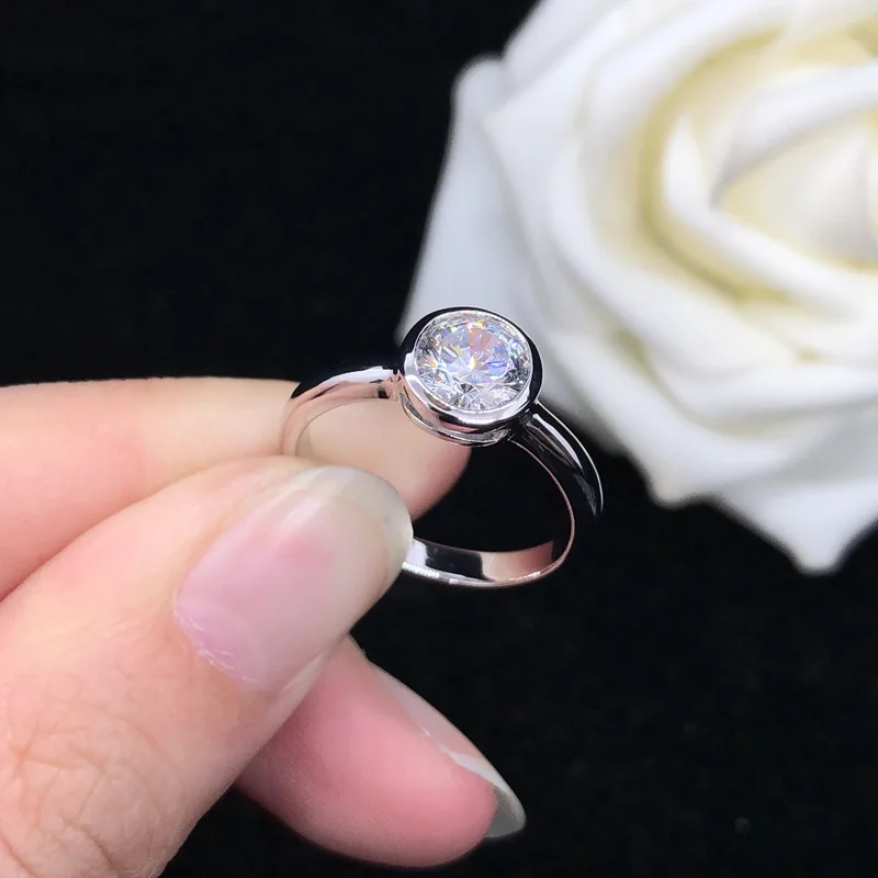 خاتم مجوهرات بلاتينيوم PT950 للسيدات، مويسانيتي مثبت على قيراط واحد، ملابس يومية فاخرة