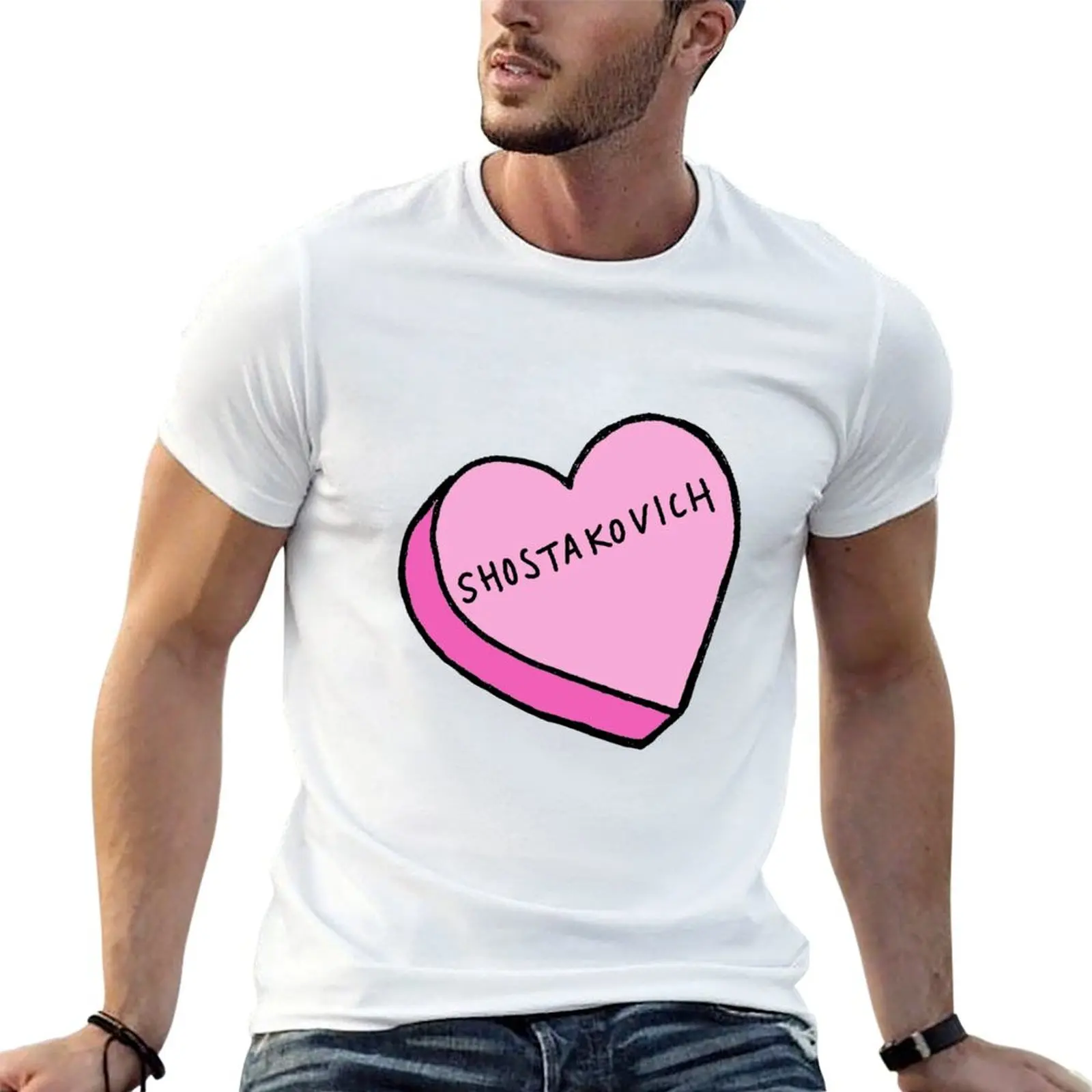 Dmitri Shostakovich Composer Heart Classical Music T-Shirt Casual Minimalist Short Sleeve Top