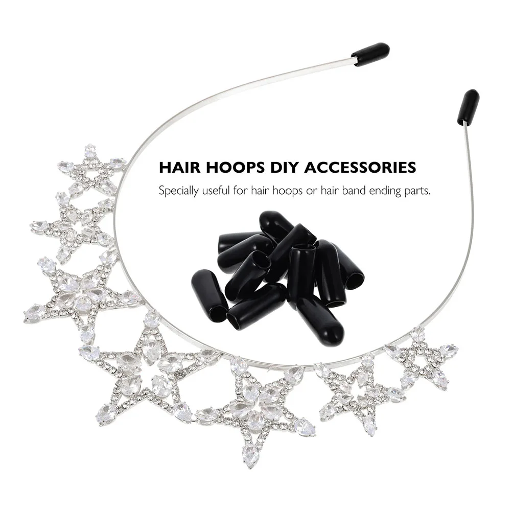 

100pcs Headband Rubber Sleeves Hair Hoops Ending Parts Safe Durable Replacement Caps For Diy Crafts Cushioning Covers Hair Clasp