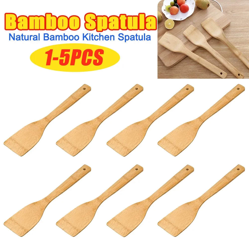 Bamboo Spatula Natural Bamboo Wood Kitchen Spatula Spoon Holder Cooking Utensils Dinner Food Wok Shovel Kitchen Accessories